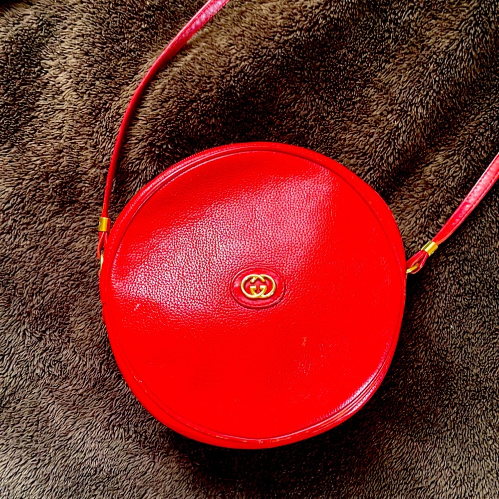 Gucci *rare candy red canteen round shoulder bag
